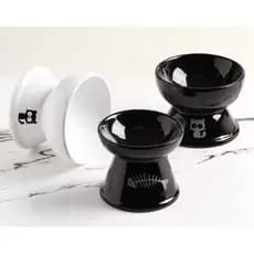 Kit 2 Comedouro Higiênico Cerâmica Elevado Gatos Prático Comedouro Bebedouro Cerâmica Pet Cachorros