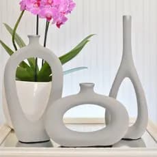 Trio Vaso Cerâmica Decoração Aparador Rack minimalista Conjunto Enfeite Decorativo Sala centro mesa