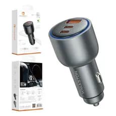 Carregador Veicular Carro Turbo 25w 3 Saídas Usb E Tipo-c