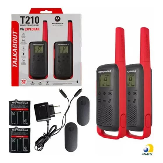 Rádio Comunicador Talkabout Motorola T210BR Alcance Até 32km UHF Cor Vermelho e Preto