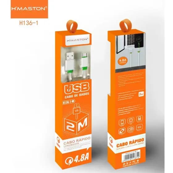 Cabo V8 iphone tipo c H'Maston  2M Carregamento Rápido