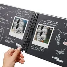 Caderno Scrapbook A5 Com Opção de Caneta Branca – Folhas Pretas 180g
