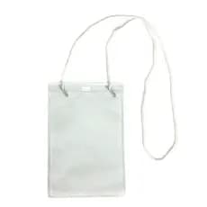 Kit 50 Bolsas Porta Credencial em PVC Transparente 110X150mm + Cordão Nylon PP