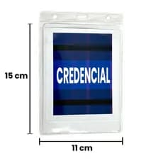 Bolsa Porta Credencial em PVC Transparente p/ Cordão Crachá 110x150mm