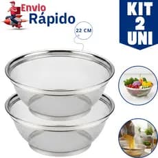 Cestas Inox Escorredor Multiuso 22cm 2 ou 1 Unidade Para Lavar Alimentos Legumes  Arroz Frutas Massas Multiuso