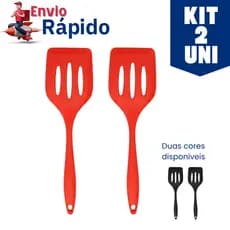 2 Espatulas Silicone Vazada Antiaderente Não Risca Chapeiro Utensílio de Cozinha Restaurante Linha Premium