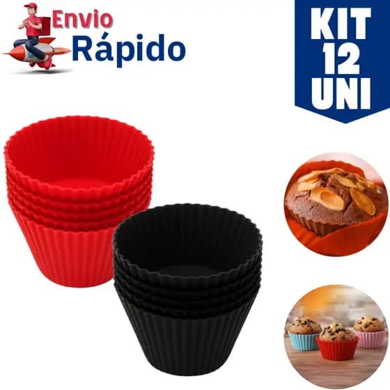 Kit 6/12 Forminha Forma de Cupcake Silicone Muffin Forminha Tortinhas Mini Tortas Pão De Queijo Resistente Ao Calor