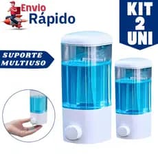 2 ou 1 Dispenser De Parede Porta Álcool em Gel Detergente Sabonete Líquido 500ml Parede com Ventosa