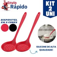 1 ou 2 Escumadeiras 32cm de Silicone Gourmet Utensílios de Cozinha Universal