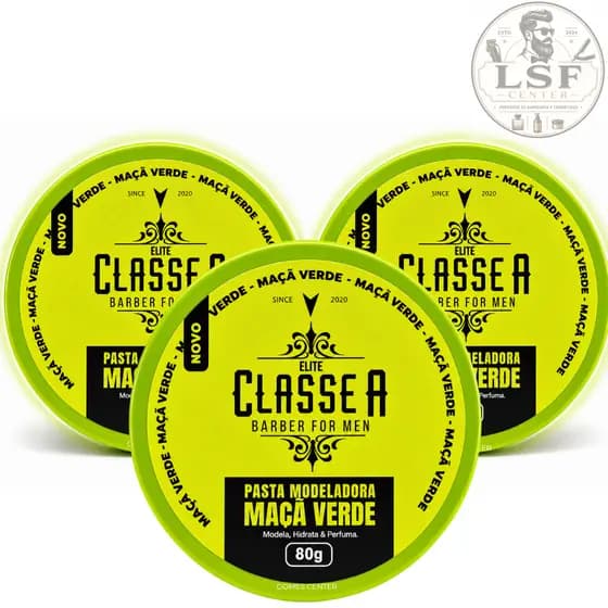 Kit 3 Ceras Maça Verde Classe A Barber For Men Fox 120g cada - Modela, Hidrata  & Perfuma Barbearia