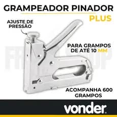 Grampeador pinador manual em Aço cromado + 600 grampos Vonder Plus