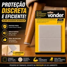 Feltro Adesivo para móveis e cadeiras Bege Retangular 95x68mm Com 10un  - Vonder