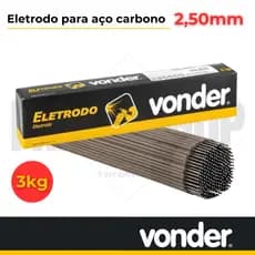 Eletrodo revestido para aço carbono com 2,50 mm, E6013, caixa com 3KG - VONDER
