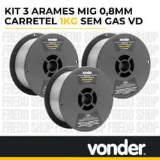 Kit 3 Arames Solda Mig / Mag Revestido Para Uso Sem Gás 0,8mm 1kg Vonder