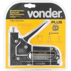 Grampeador pinador manual em Aço cromado + 600 grampos Vonder Plus