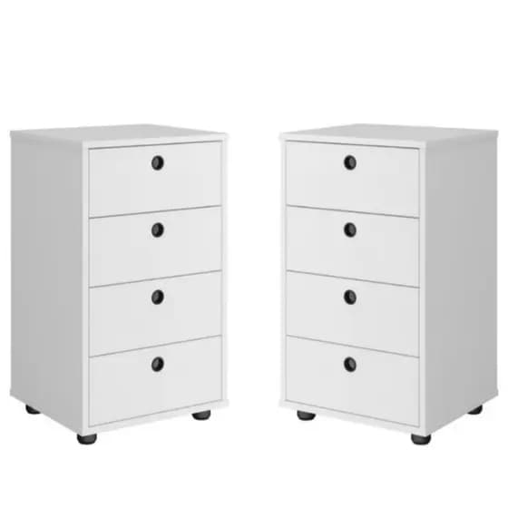 Kit 2 Gaveteiro Classic 4 Gavetas Multiuso Cômoda Mesa de Cabeceira Para Salão Escritório