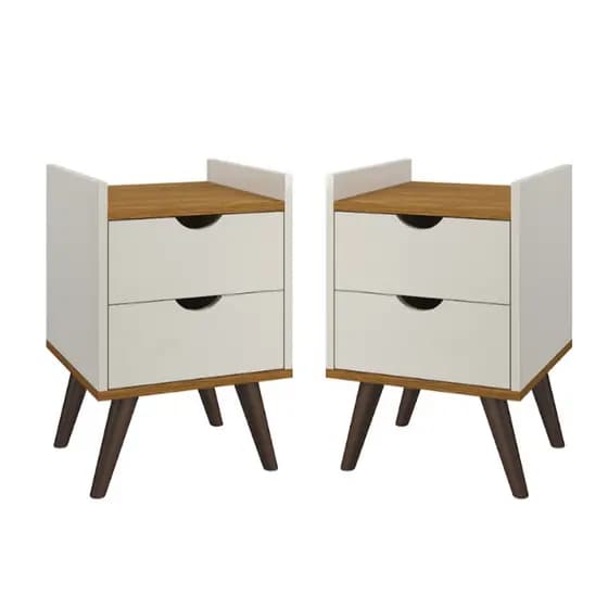 Kit 2 Mesas de Cabeceira Quarto Escritório com 2 gavetas Retro Varias Cores Envio Tipo Full - Juma
