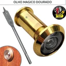Olho Mágico Dourado Com Ângulo Visual de 200º Com Regulagem Fertak Para Portas de Madeira.