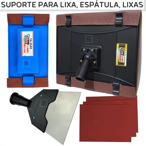 Suporte Para Lixa ou Tk Flex ou Espátula Inox Extensiva Para Lixar Tetos e Paredes ESCOLHA SEU KIT