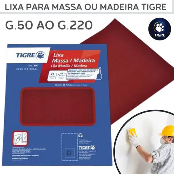 Lixa de Parede Para Massa ou Madeira Tigre Grãos 50 ao 220 Lixa Para Lixar Parede, Gesso, ou Madeira