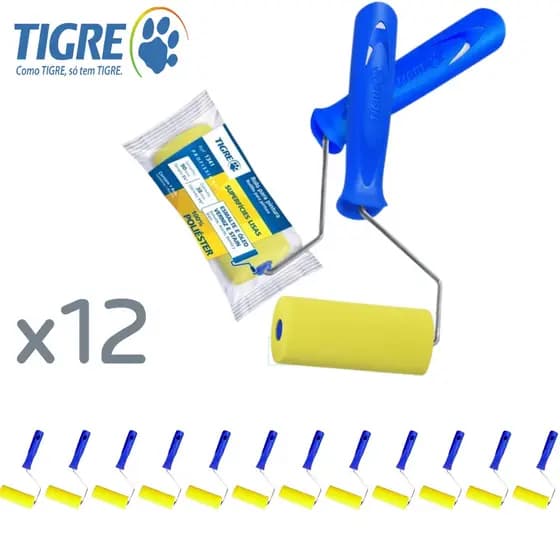 Kit 12 Rolinhos de Espuma Tigre Amarelo 9cm Para Artesanato Rolo Para Verniz e Esmalte Sintetico.