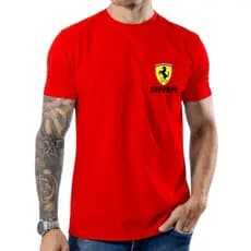 Camiseta Masculina Premium Scuderia Ferrari Luxo Camisa 100% Algodão Malha 30.1 P ao GG