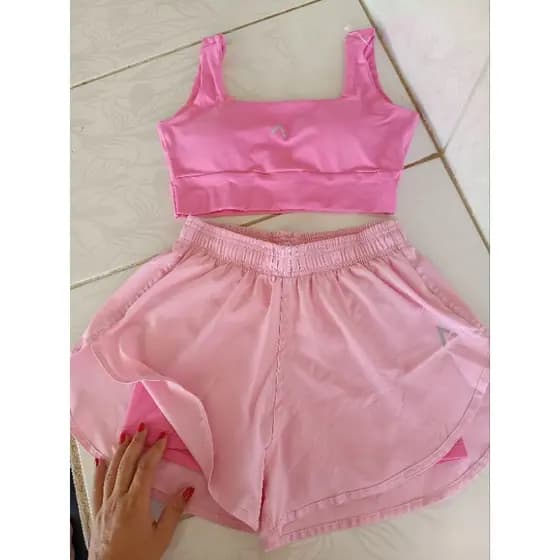 Conjunto Fitness Feminino Treino Academia Corrida Dry Fit – Top Sustentação + Short Duplo Leve