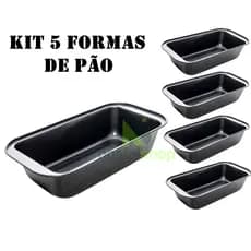 Kit 5 Forma de Pão Antiaderente Forma Assadeira Para bolo cuca