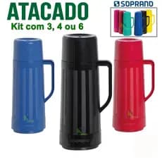 ATACADO Garrafa térmica 1 Litro café chá Soprano Frio Quente Com Copo mesa
