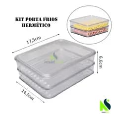 Kit Porta Frios Hermético Com tampa Pote Mantimentos Empilhavel 1000ml