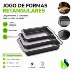 Jogo de Formas Retangular Forma de bolo Lasanha Forma pizza Forma antiaderente Kit formas utensilios