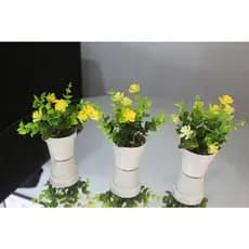 3 kit Vasos Mini plástico planta Artificial F01 Folhagem Vasinho Arranjo Plantinha Planta Decorativa