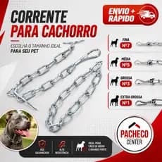 Coleira Corrente Metal Para Cachorro Pet 1,5M Grossa Média Fina - São Rafael