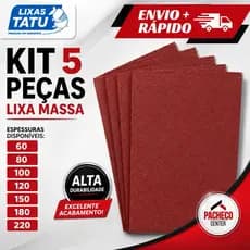 Lixa Massa Kit 5 Unidades Parede Reboco Massa Corrida Gesso 60 A 220 - Lixas Tatu