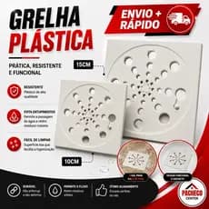 Ralo Tampa Grelha PVC Quadrada Abre e Fecha 10 cm 100 mm ou 15 cm 150 mm - Overtime