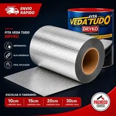 Fita Aluminio Vedação Vazamentos Veda Tudo Trincas Laje Telhado Telhas 10cm 15cm 20cm Dryco