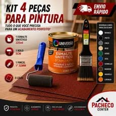 Kit Esmalte Sintético 225ml Completo Com Pincel 1 Polegada Rolo 5cm e 3 Lixas