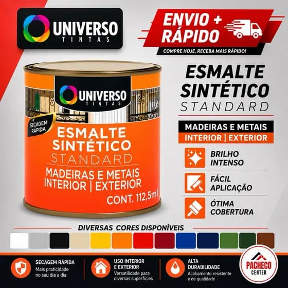 Tinta Esmalte Sintético Para Ferro Madeira e Metais 1/32 112,5ml Brilhante - Universo