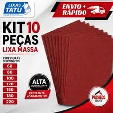 Lixa Para Massa Kit 10 Unidades Parede Reboco Massa Corrida Gesso 60 A 220 - Lixas Tatu