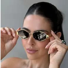 Oculos Feminino Estilo Europeu Poligonal Corte diamante De Luxo UV400 para viagens