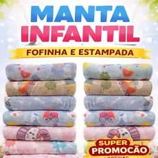 Mantinha Infantil Fofinha Estampada Macia Cobertor Bebê Leve Barato