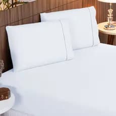 Jogo de Cama Casal 4 Peças 400 Fios Toque Macio Branco Elástico Total Luxo Alta Durabilidade