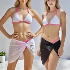 Saída de Praia Curta Transparente- Mini Saia Com Fenda