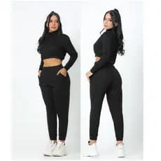 Conjunto De Frio Lanzinha Quentinho Com Cropped Manga Longa E Calça Com Bolso