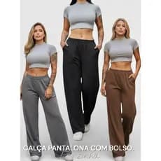 Calça Pantalona Lanzinha P M G- Calça Feminina Confortável Cintura Alta