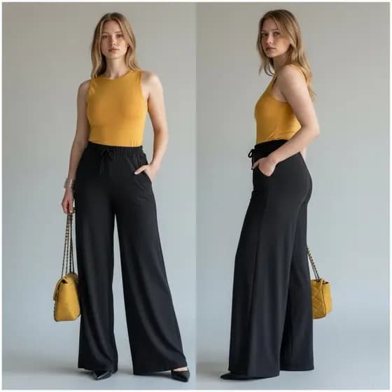 Calça Feminina Pantalona Elástico na Cintura para Grávidas Bolsos Confortável Duna