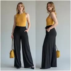 Calça Feminina Pantalona Elástico na Cintura para Grávidas Bolsos Confortável Duna