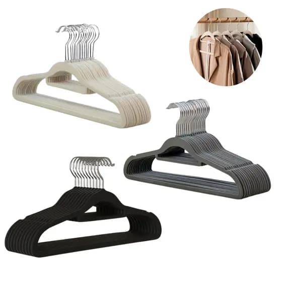 Kit 10 Cabides Veludo Slim – Qualidade Premium, Design Sofisticado, Antiderrapante e Perfeito para Closet
