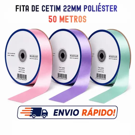Fita de Cetim 22mm Poliester Com 50 Metros