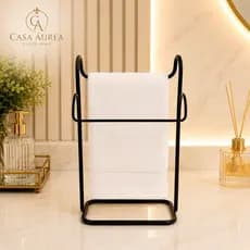 Porta Toalha Bancada - Suporte Toalha Inox - Organizador Bancada - Acessórios Banheiro -Porta Toalha Preto Fosco Cromado